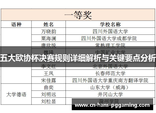 五大欧协杯决赛规则详细解析与关键要点分析